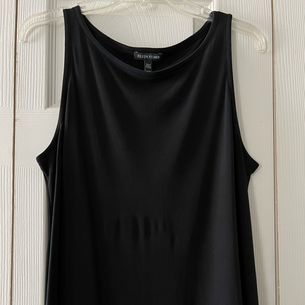 EUC — Eileen Fisher 100% Silk Sleeveless Black Layered Bateau Neck Tunic - Picture 4 of 10